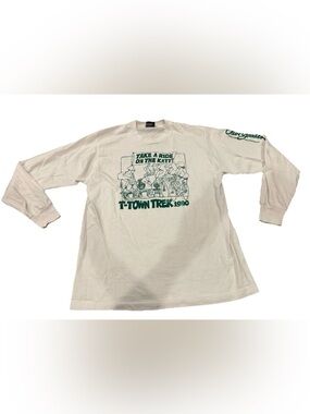 Vintage 1990 T-Town Trek Shirt Long Sleeve L Screen Stars Olive Garden Bud Light